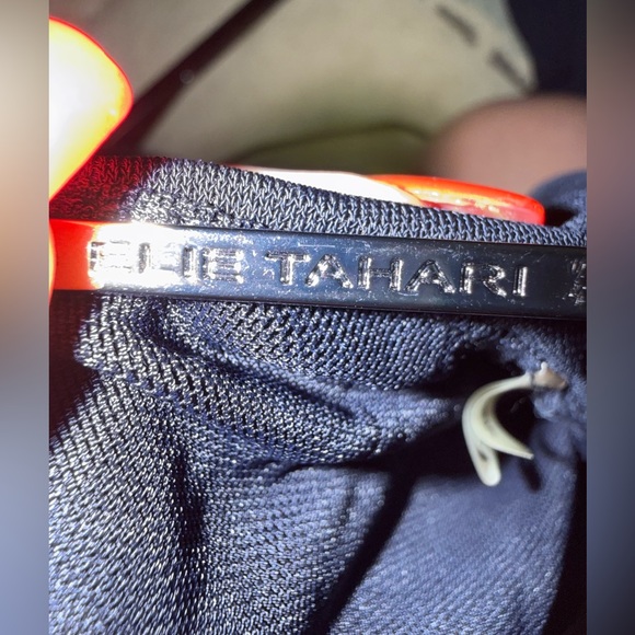 Elie Tahari Navy Draped Midi Dress Women's M | Elegant Ruched 3/4 Sleeve - Picture 4 of 5